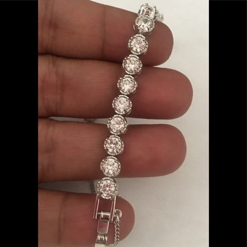 CZ Tennis Bracelet with Safety lock